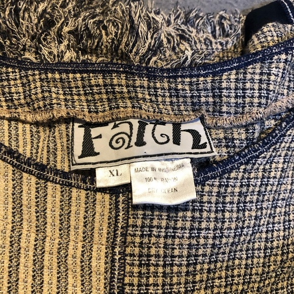 Vintage blue fish style cropped fringed long sleeve shirt handmade in Bali koi - Picture 2 of 9